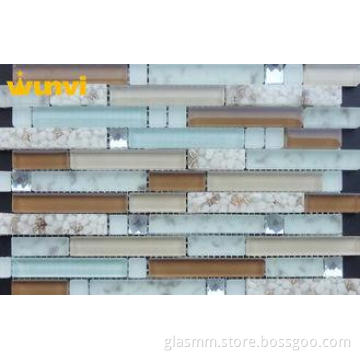 Natural Strip Shell Mosaic Tile , Brown Iridescent Glass Mo